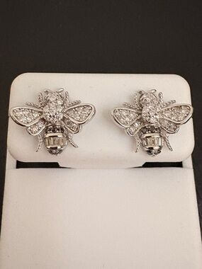 Sterling Silver Moissanite Bee Earrings